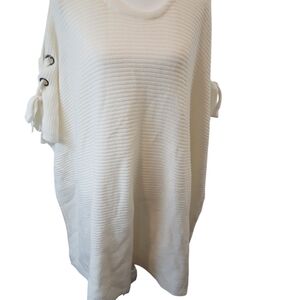 Young USA Cream Knit Poncho Sweater – One Size – NWT